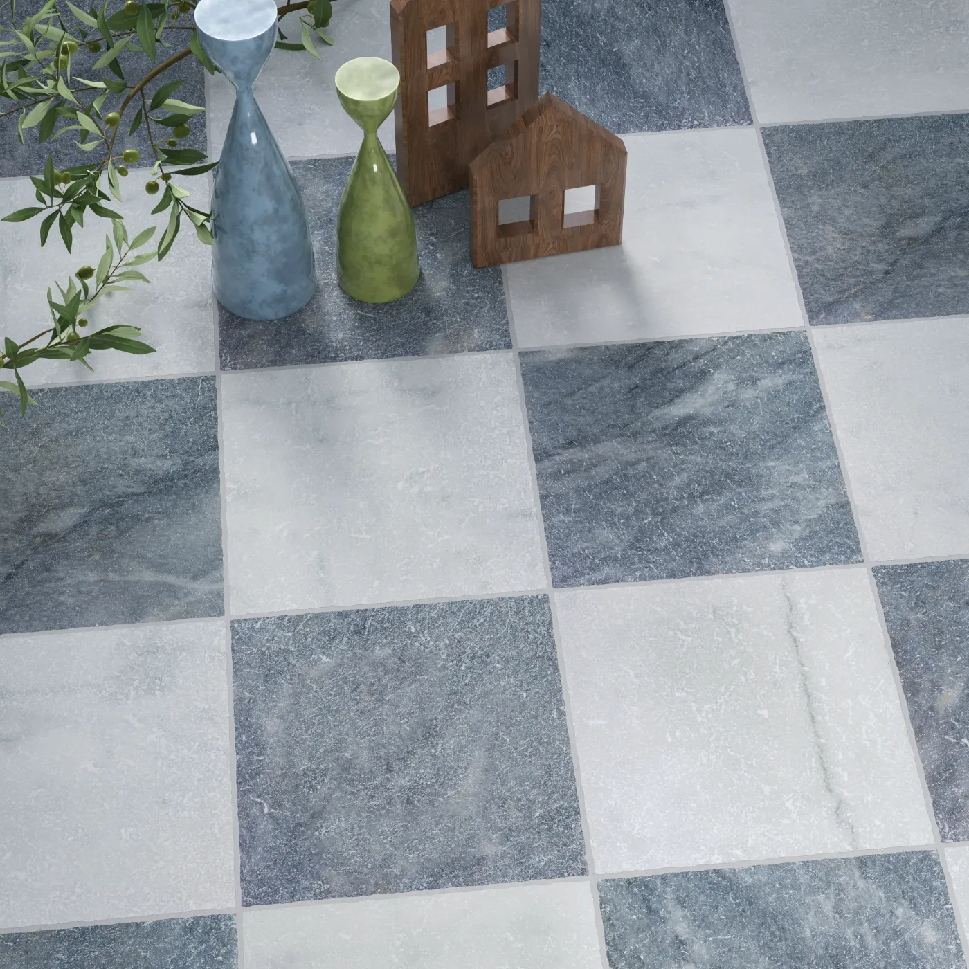 Ash Blue Marble Tile Tumbled Edge 100 x 100 x 10 (1)