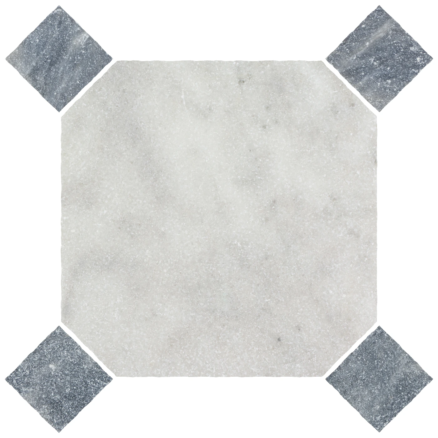 Caria Luna - Ash Blue Octagon Marble Tile Tumbled Edge 406 x 406 x 10 (1)