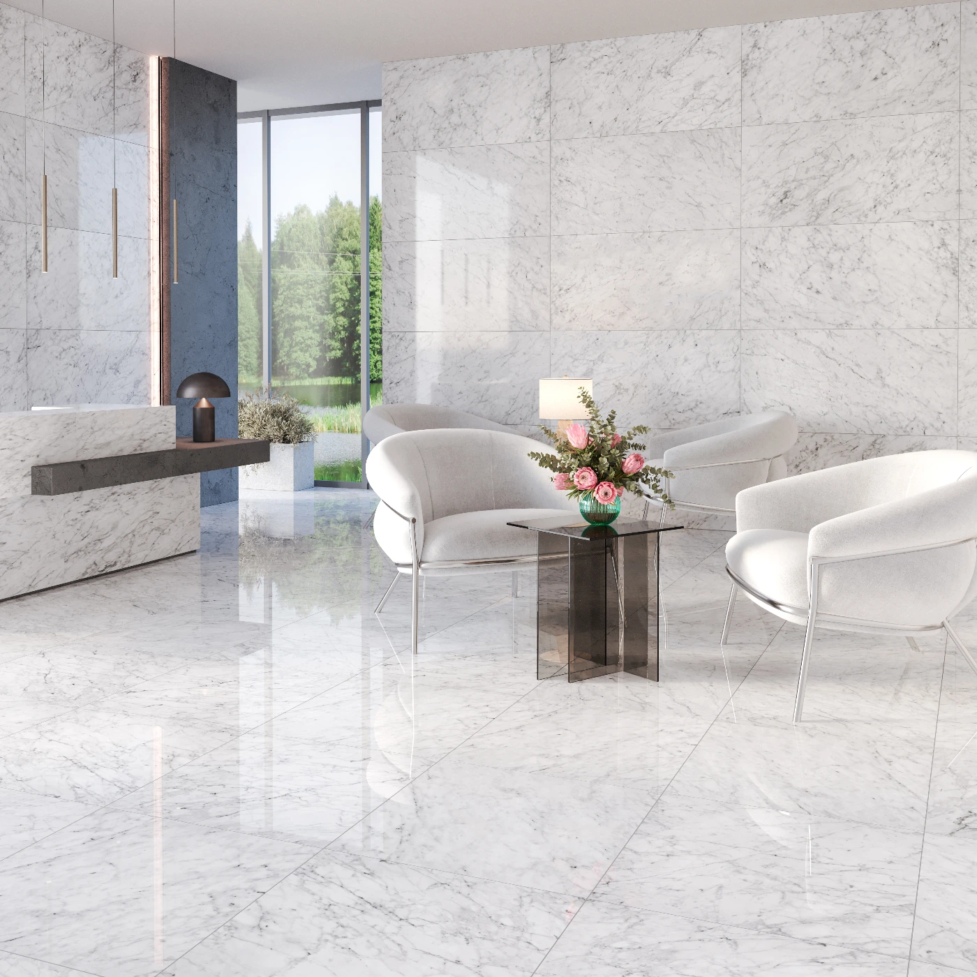 Carrara Gioia Porcelain Tile Rectified Edge - Polished Finish 300 x 600 x 9 (0)