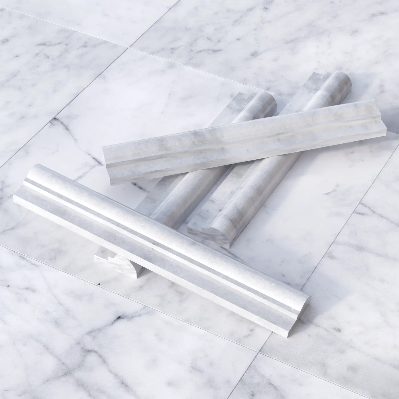 Carrara Marble Dado Border Tile Polished 50 x 305 (2)