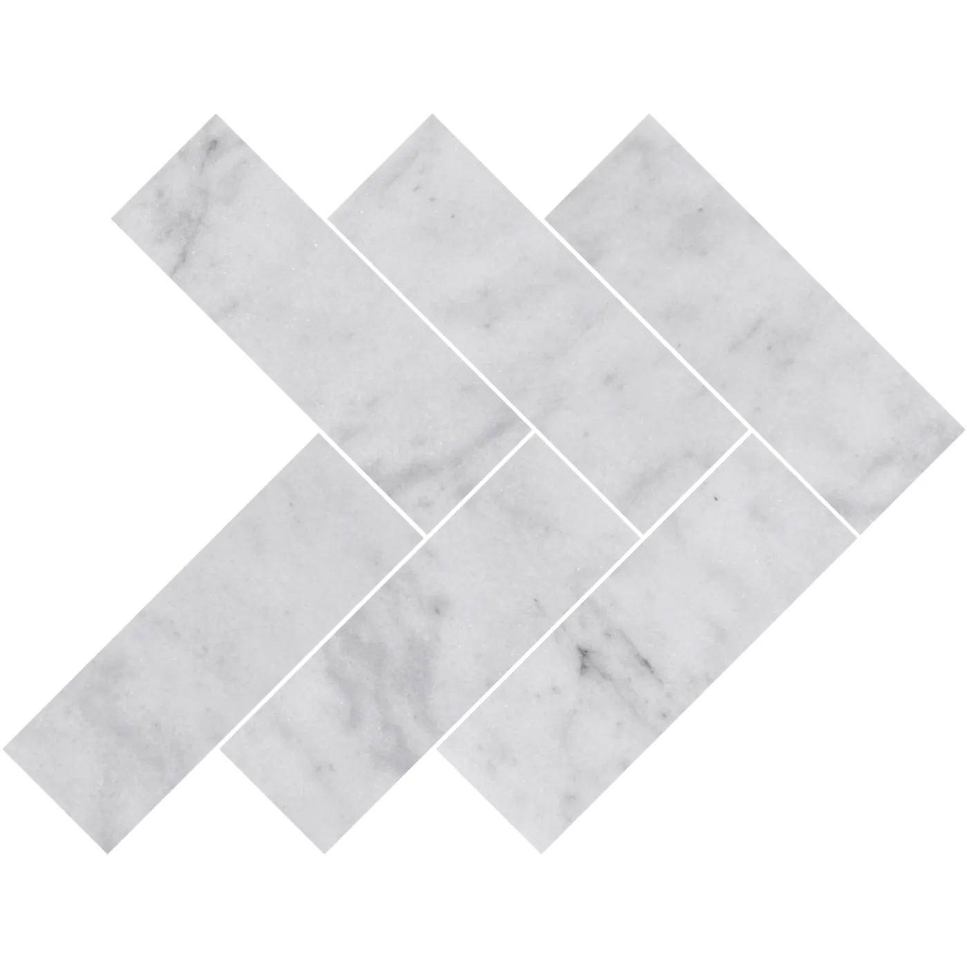 Carrara White Herringbone Marble Tile Honed 100 x 305 x 10 (2)