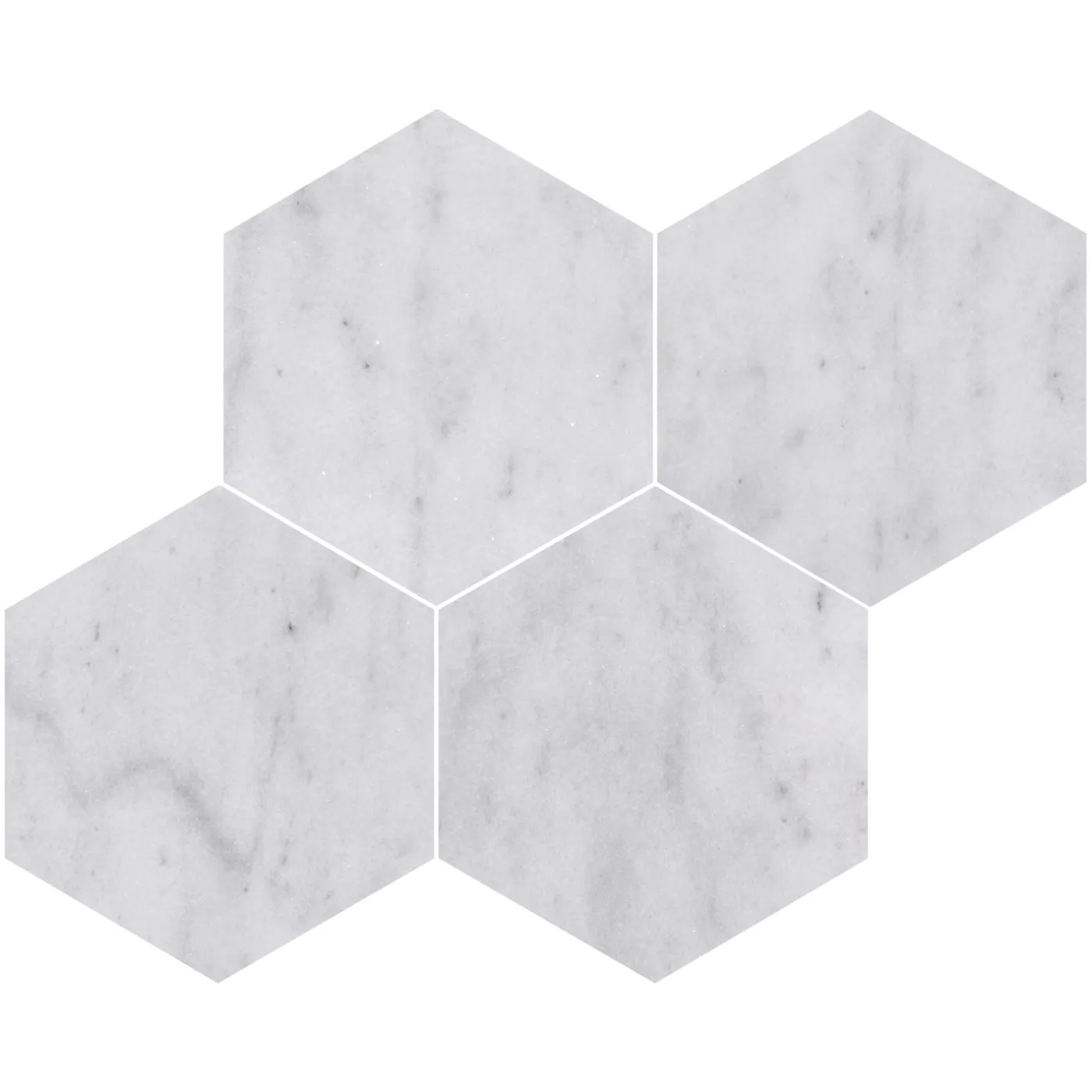 Carrara White Hexagon Marble Tile Honed 15 cm (One Side) x 10 (2)