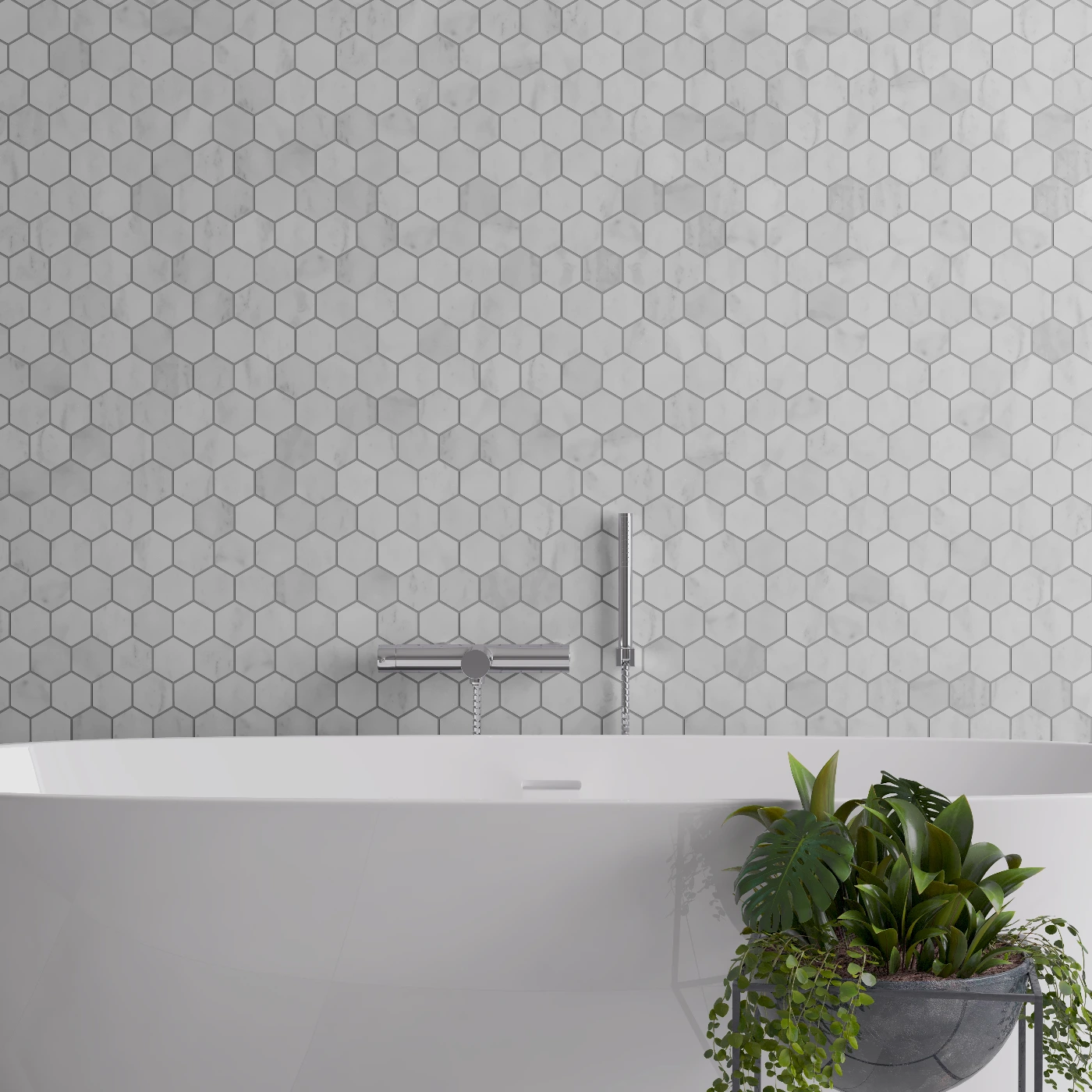 Carrara White Hexagon Mosaic Tile - Polished