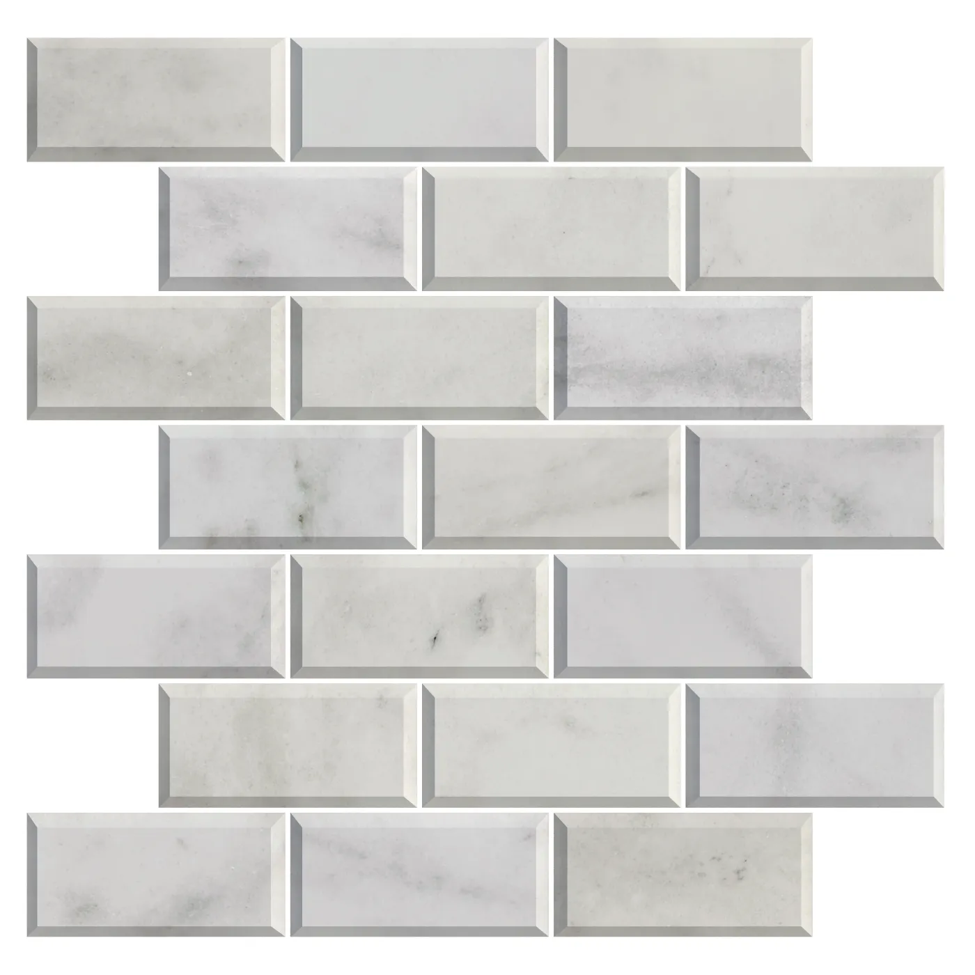 Carrara White Marble Metro Mosaic Tile Bevelled & Honed 300 x 305 x 10 (2)