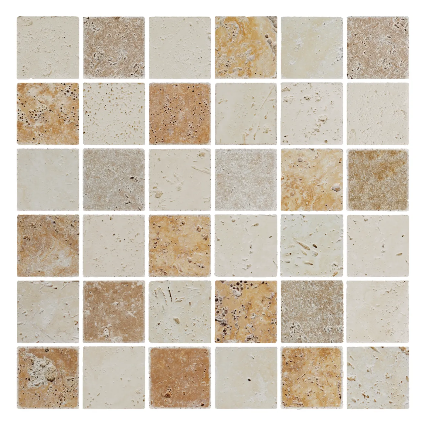 Classico - Giallo - Noce Travertine Mosaic Tile Unfilled & Tumbled Edge 48 x 48 (2)