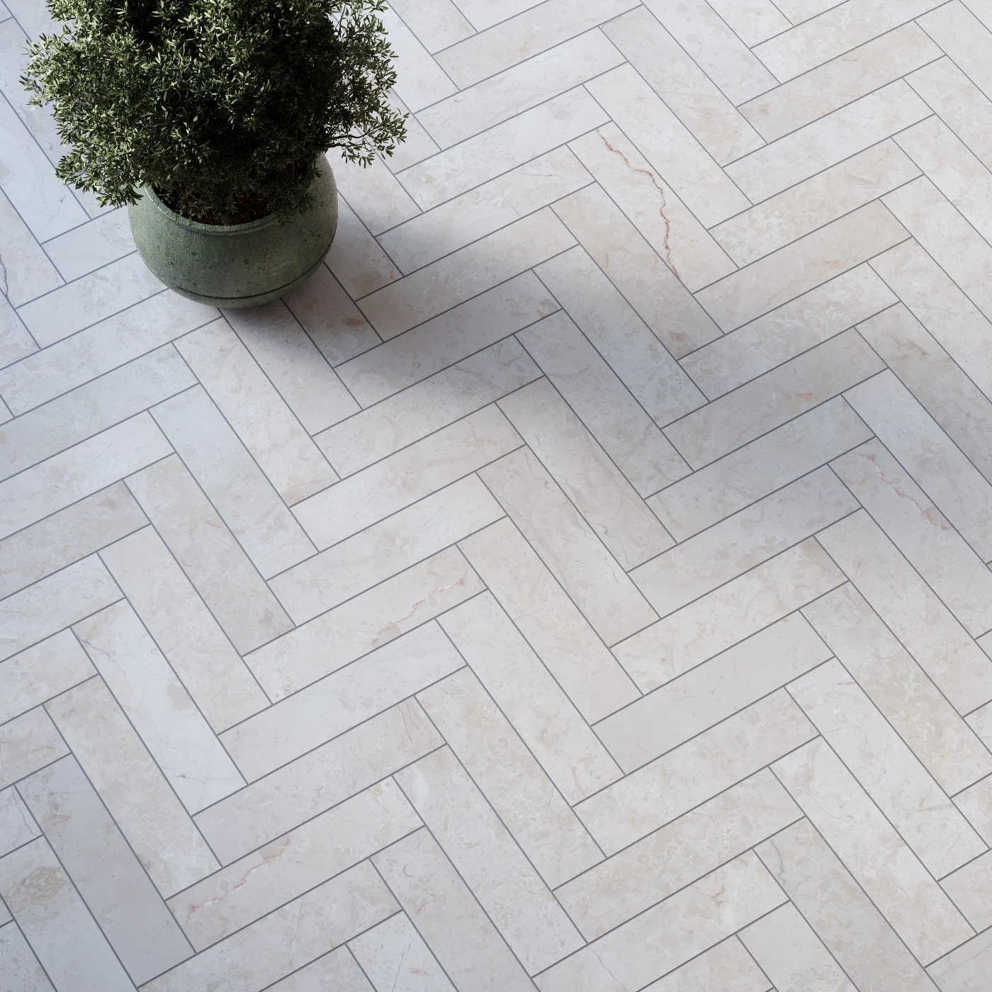 Crema Marfil Herringbone Marble Tile Honed 75 x 305 x 10 (0)