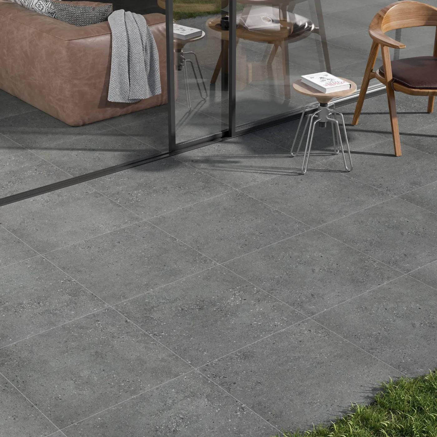 Frammenti Black Anti Slip Porcelain Tile Rectified Edge - Matt Finish 600 x 600 x 9 (1)