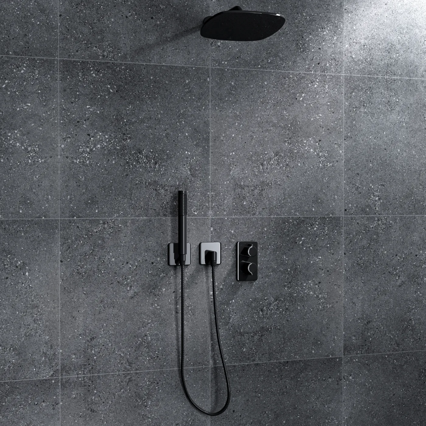 Frammenti Tech Black Porcelain Tile - Rectified Edge - Matt Finish