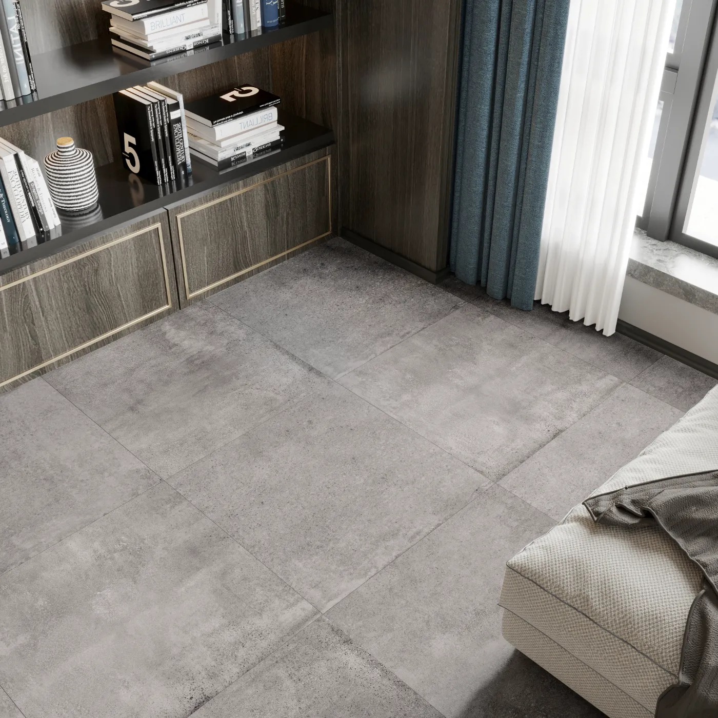 Industria Chromium Colourbody Concrete Effect Porcelain Tile Rectified Edge - Matt Finish 600 x 1200 x 10 (1)