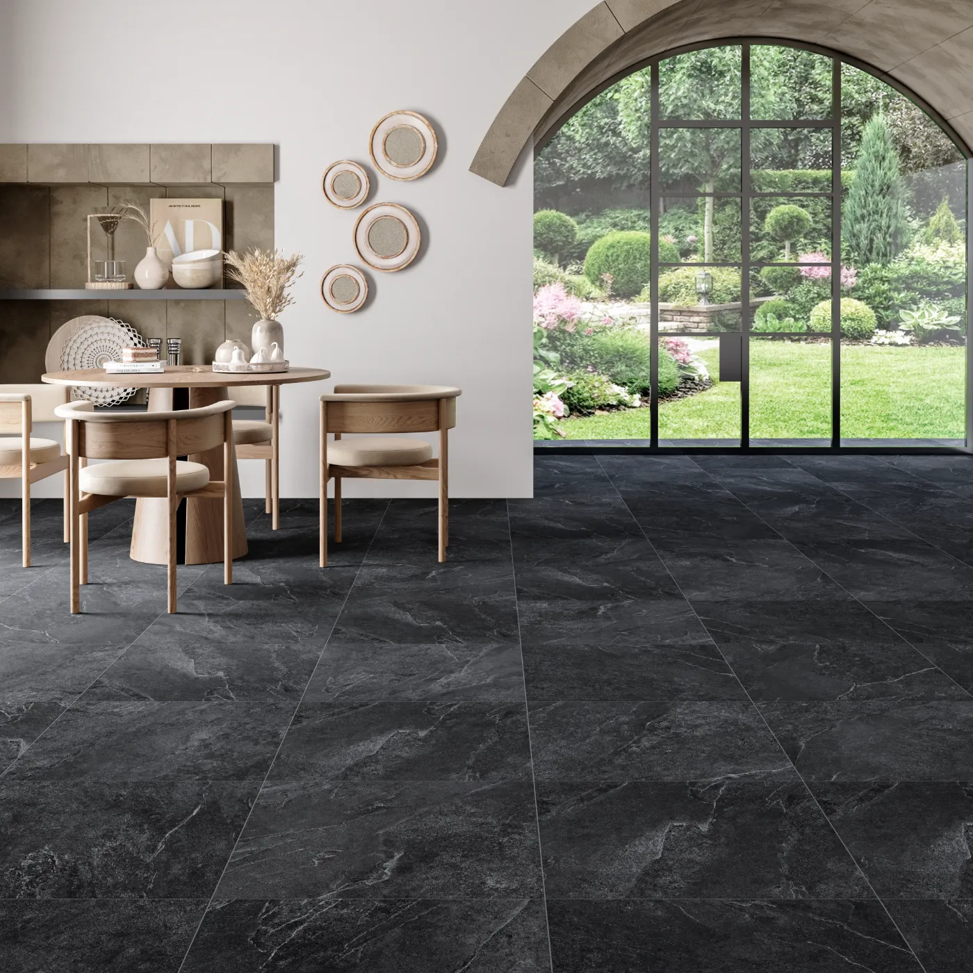 Just Black Slate Porcelain Tile Rectified Edge - Matt Finish 600 x 600 x 9 (0)