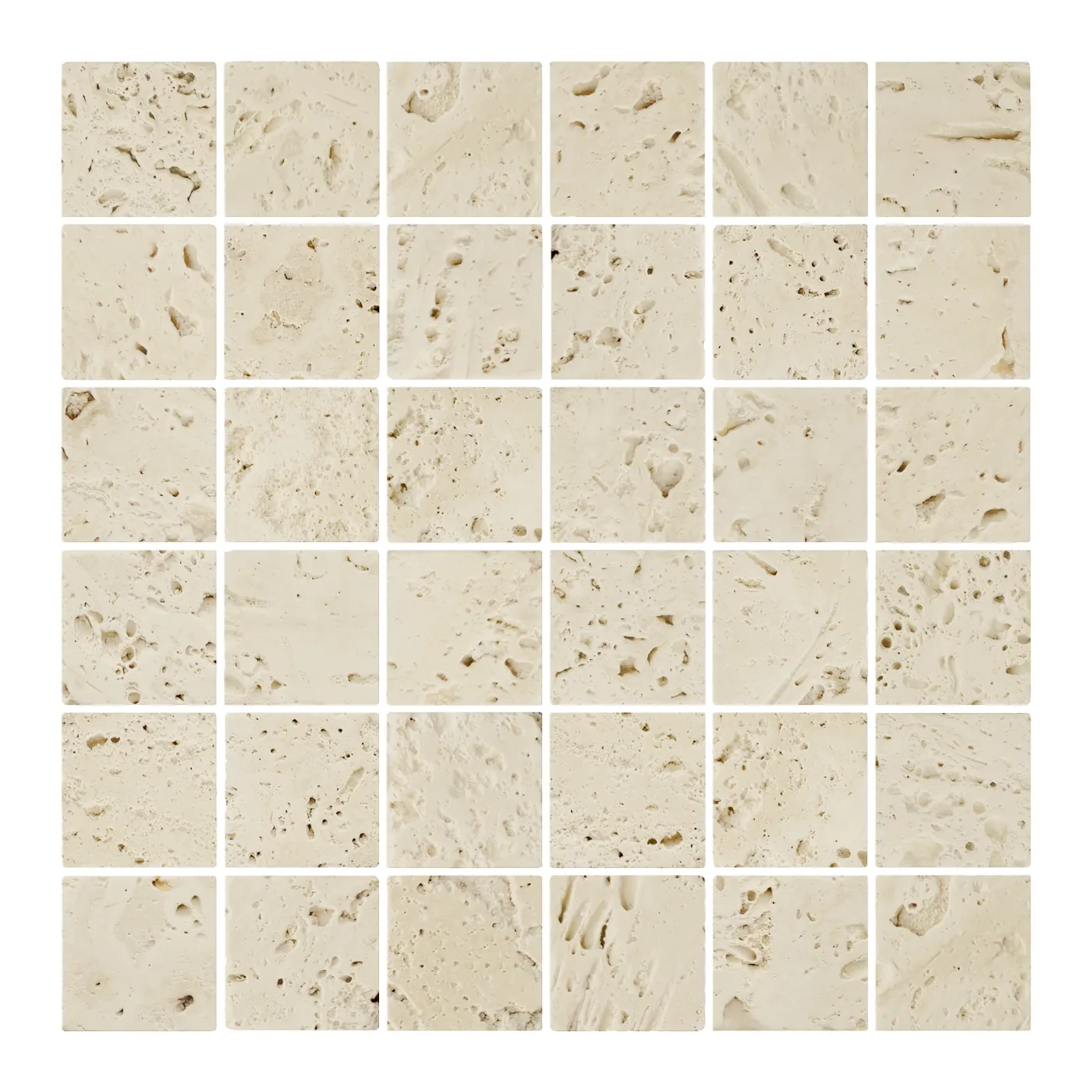 Lydia Antique Travertine Mosaic Tile Unfilled & Tumbled Edge 48 x 48 (2)