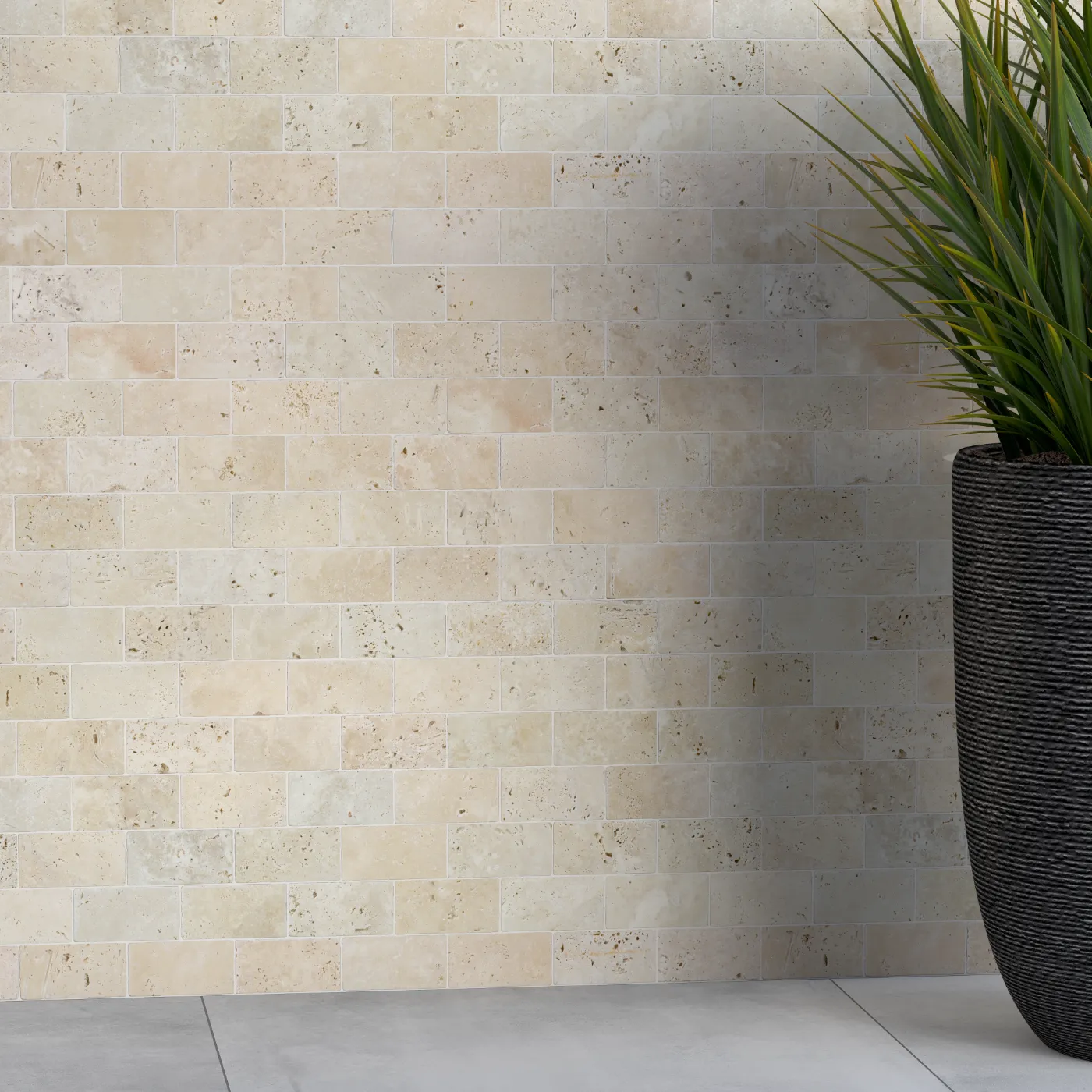 Lydia Classico Travertine Brick Mosaic Tile - Unfilled & Tumbled Edge