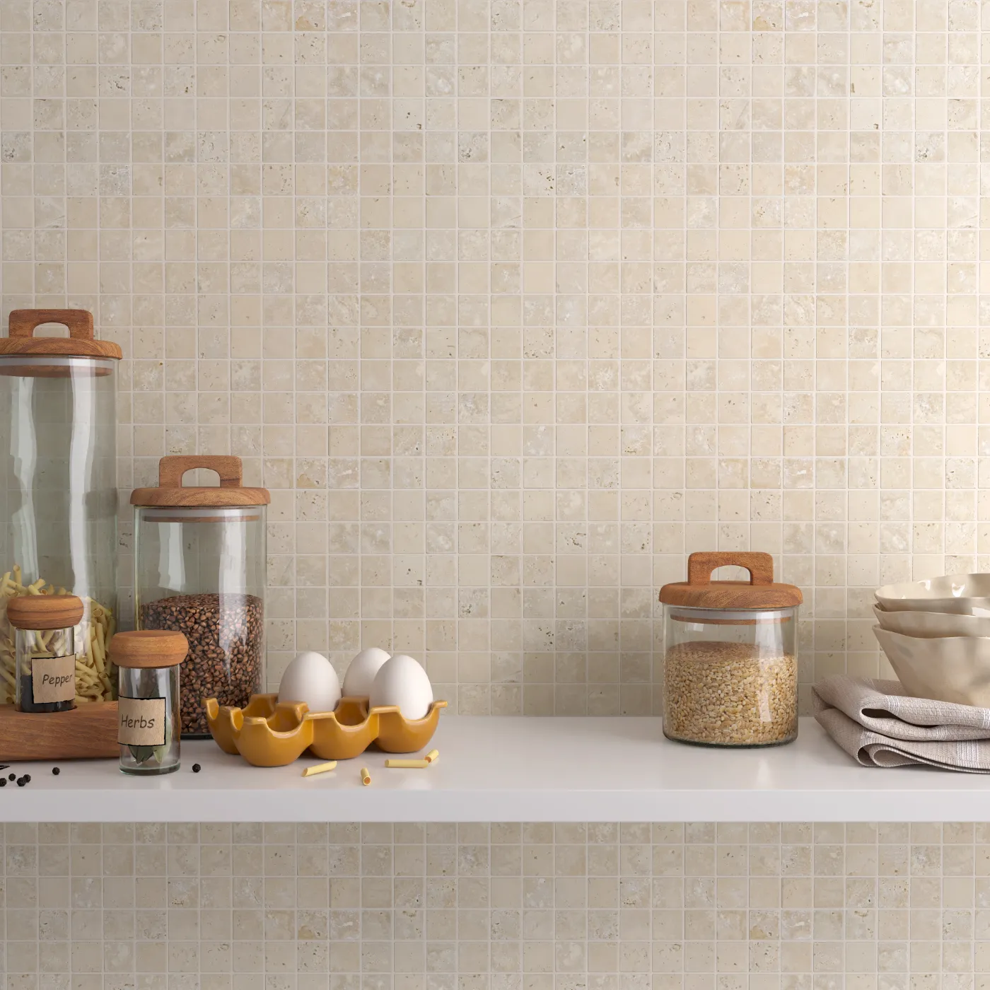 Lydia Classico Travertine Mosaic Tile - Unfilled & Tumbled Edge