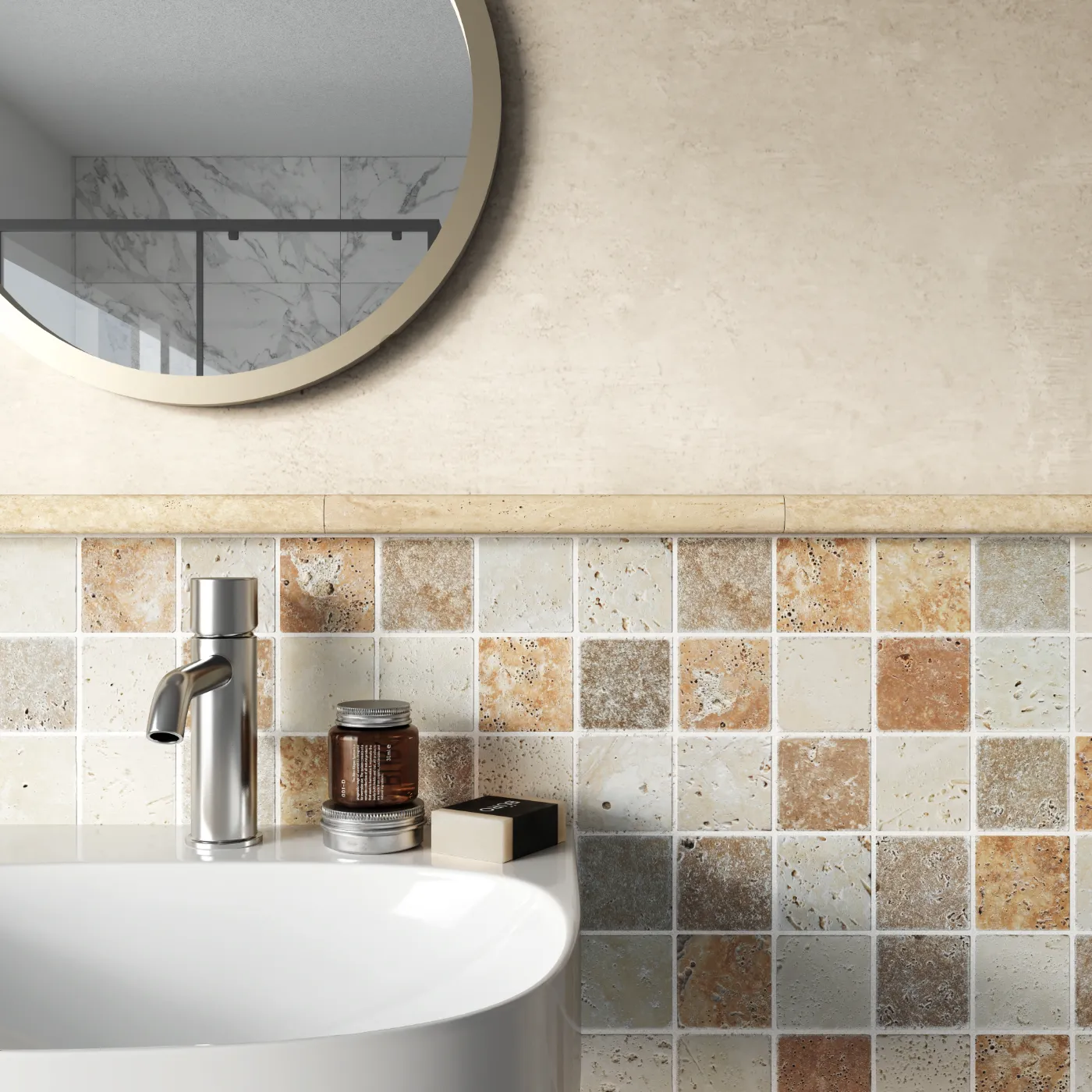 Lydia Classico Travertine Pencil Border Tile - Honed