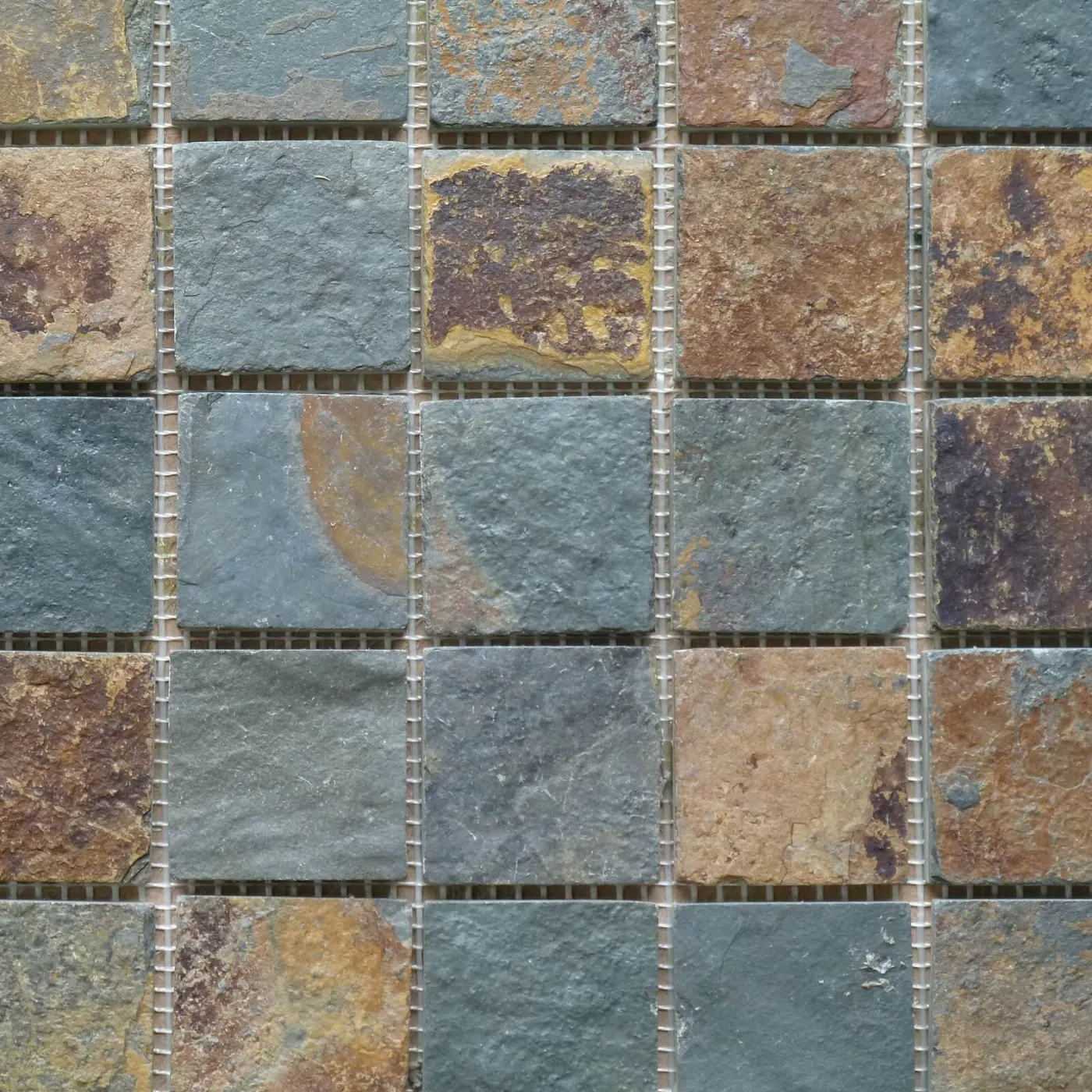 Multicolour Slate Mosaic Tile - Riven Surface