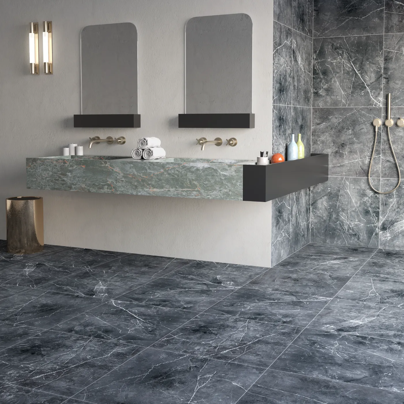 Nero Venato Porcelain Tile Rectified Edge - Honed Finish 600 x 600 x 9 (1)