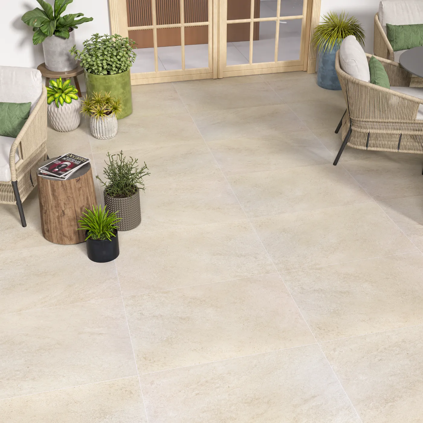 Sandy Beige Anti Slip Outdoor Porcelain Tile Rectified Edge - Matt Finish 600 x 900 x 20 (1)