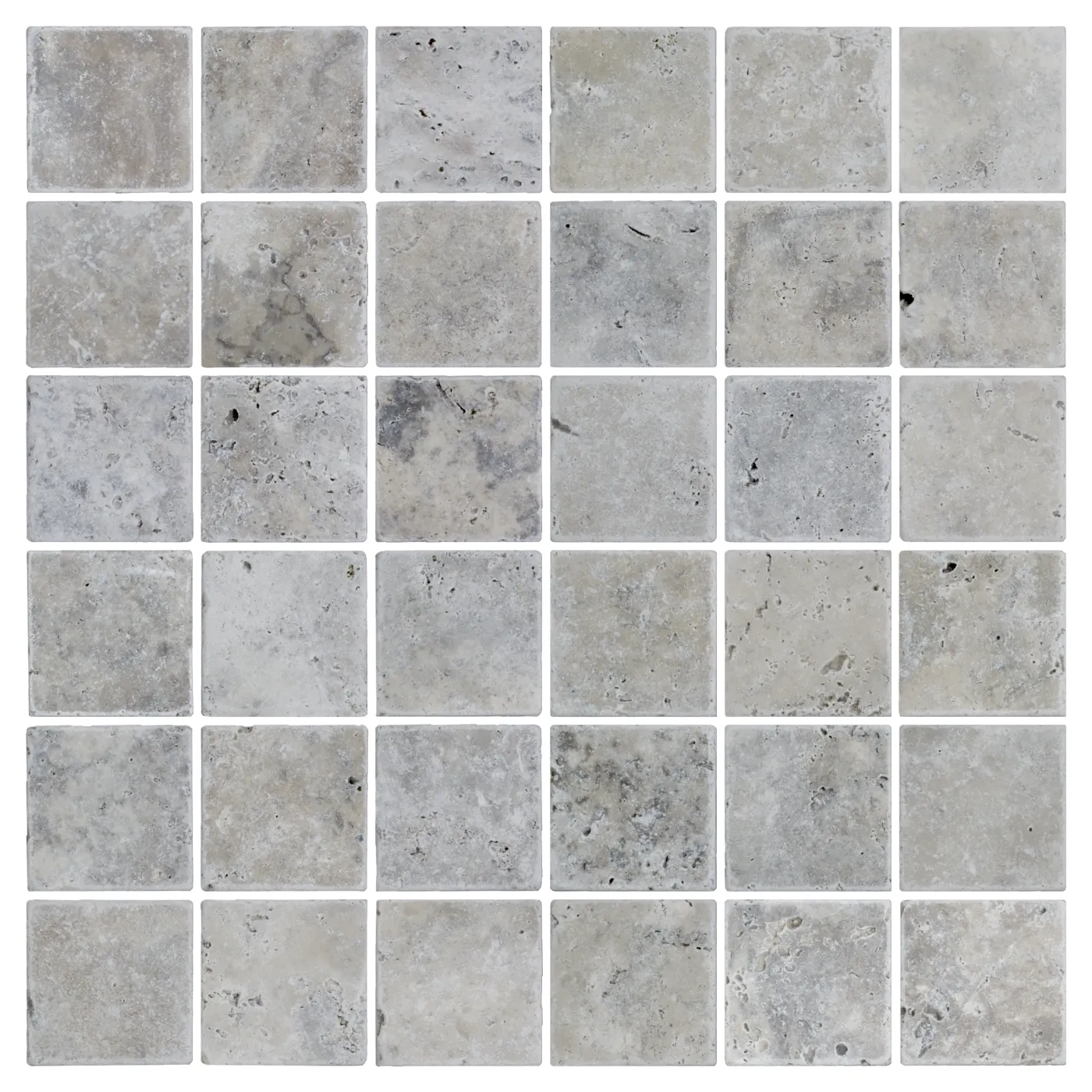 Silver Travertine Mosaic Tile Unfilled & Tumbled Edge 48 x 48 (2)