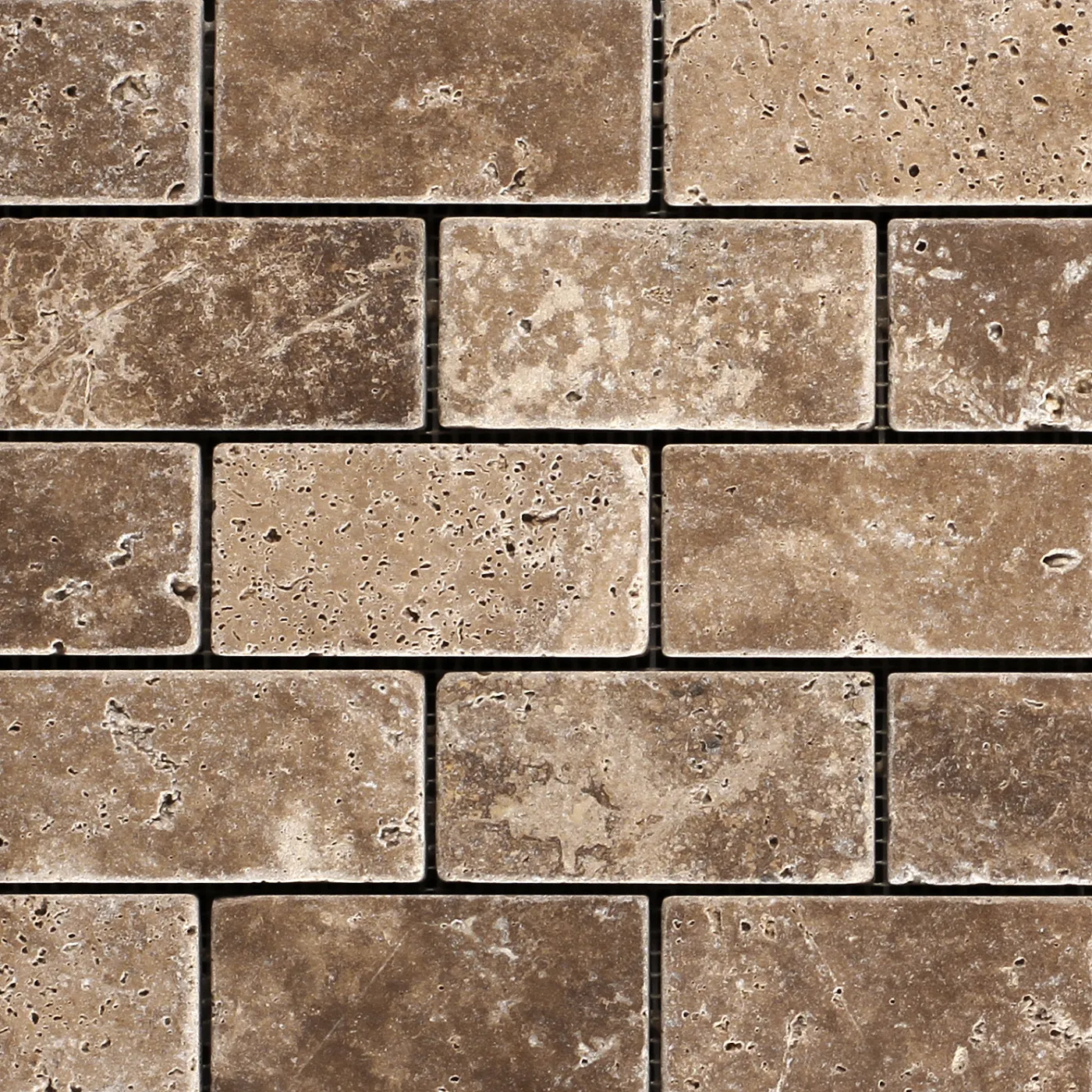 Siva Noce Travertine Brick Mosaic Tile Unfilled & Tumbled Edge 48 x 100 (1)