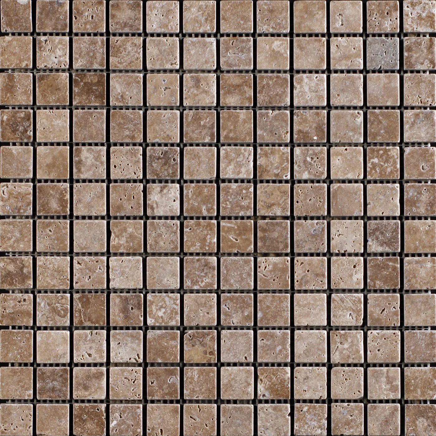 Siva Noce Travertine Mosaic Tile - Unfilled & Tumbled Edge