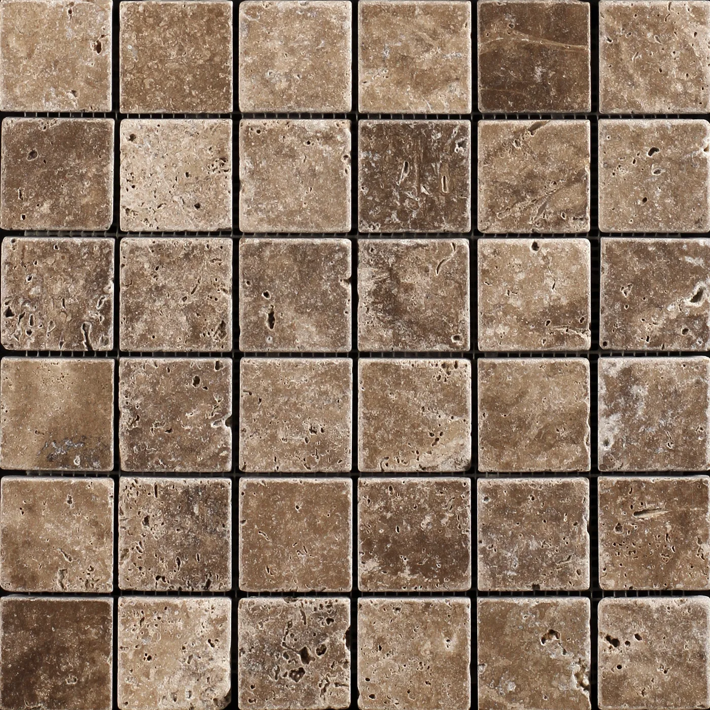 Siva Noce Travertine Mosaic Tile Unfilled & Tumbled Edge 48 x 48 (1)