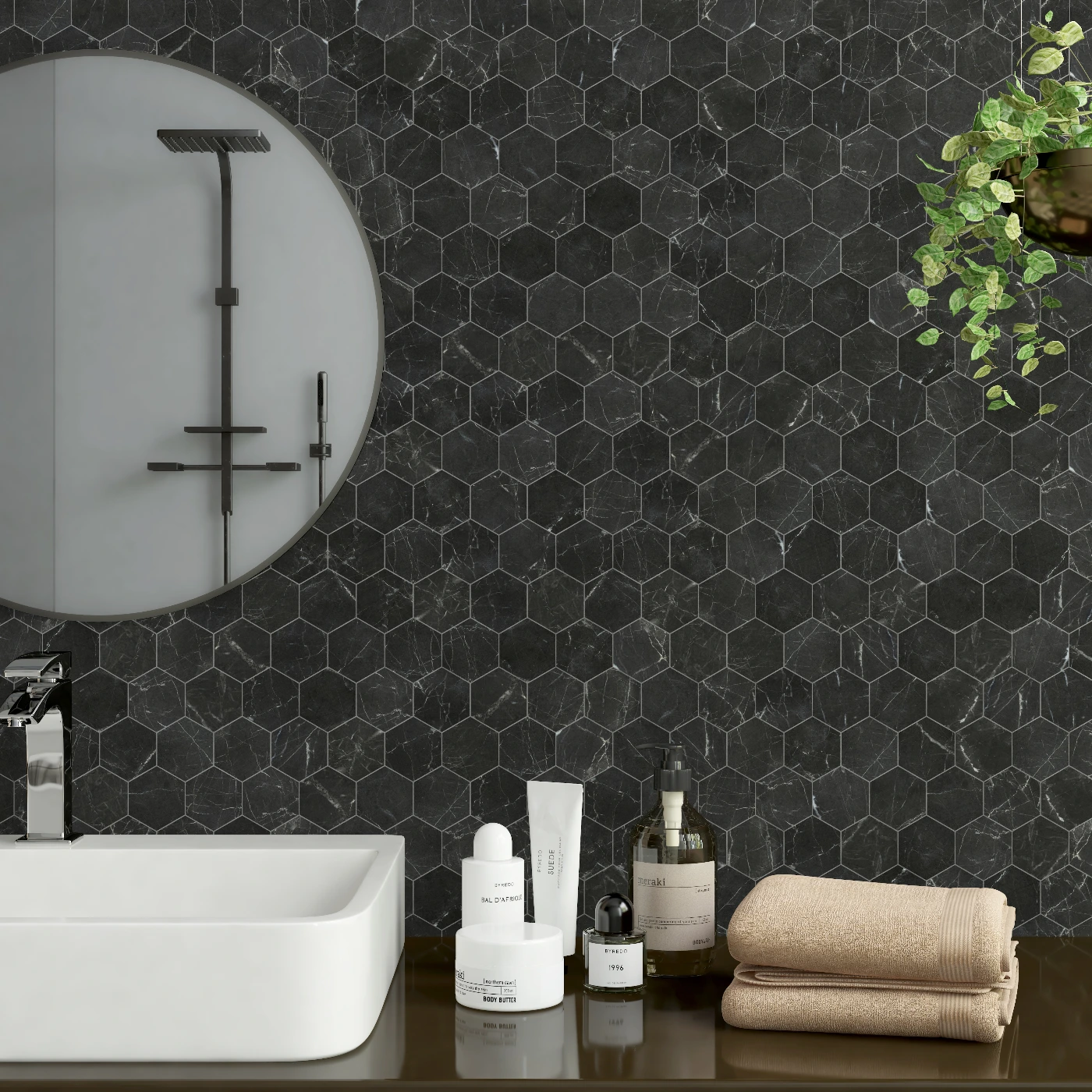 St Laurent Hexagon Marble Mosaic Tile - Honed