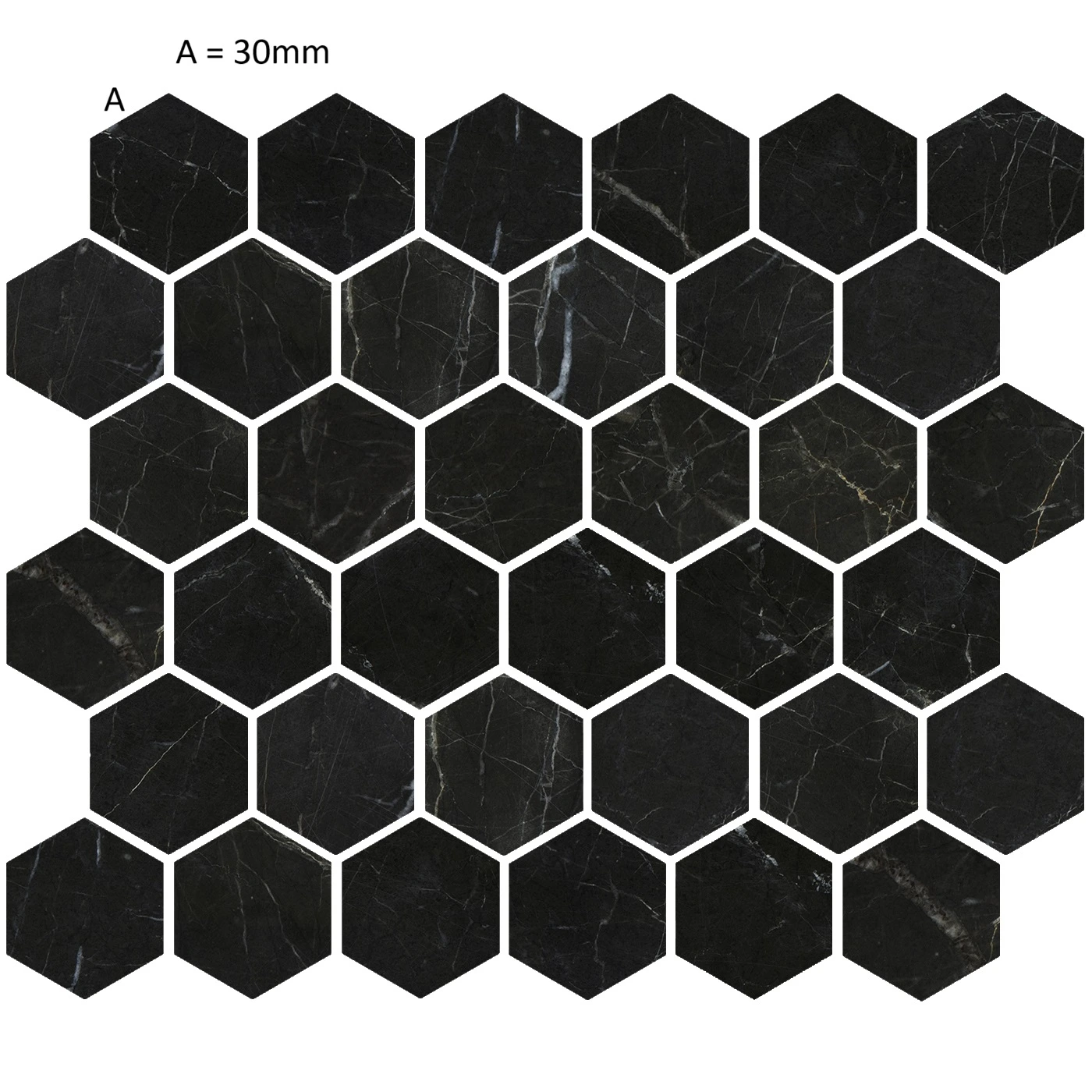 St Laurent Hexagon Marble Mosaic Tile Honed 265 x 305 x 10 (0)