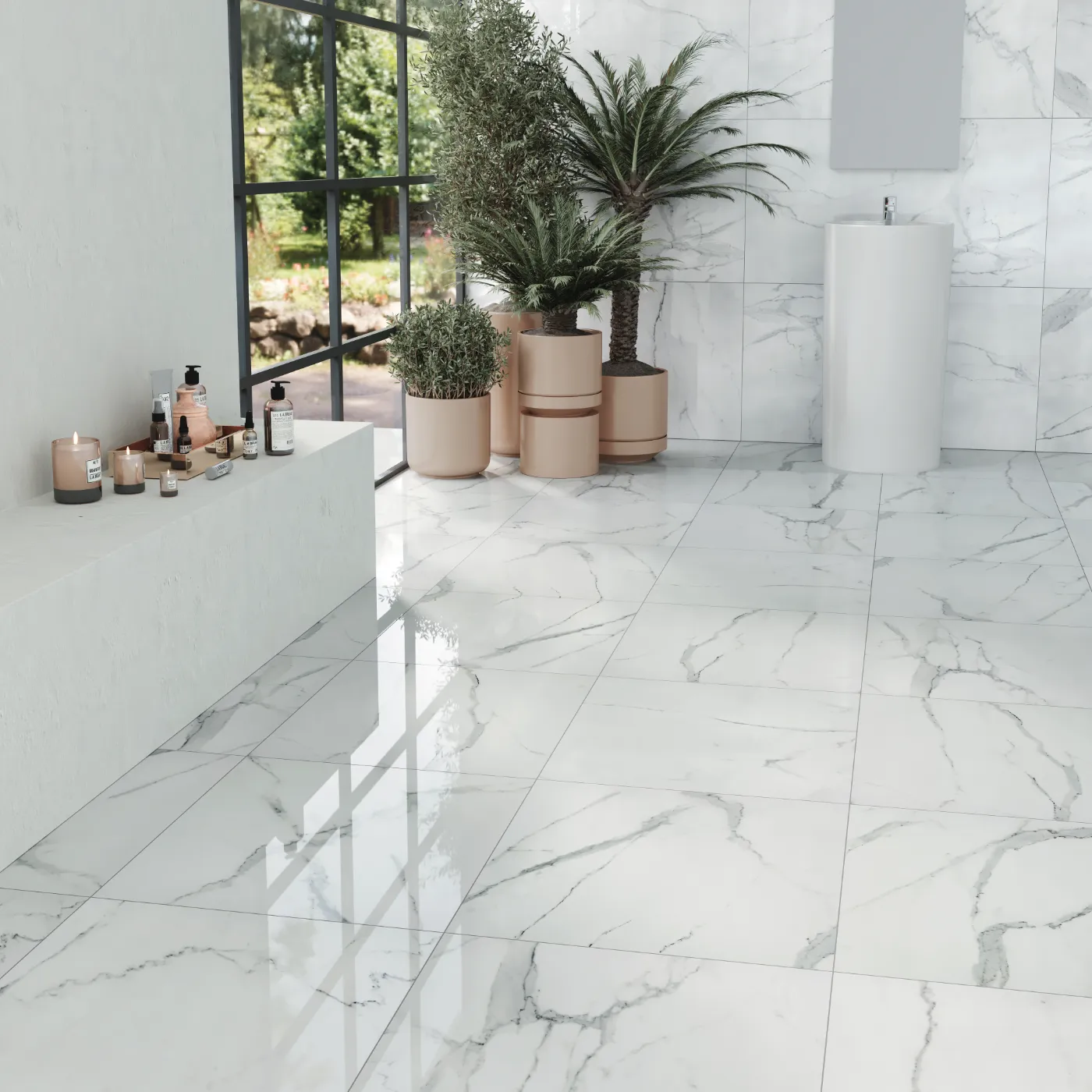 Statuario Nuovo Porcelain Tile Rectified Edge - Polished Finish 600 x 600 x 9 (1)