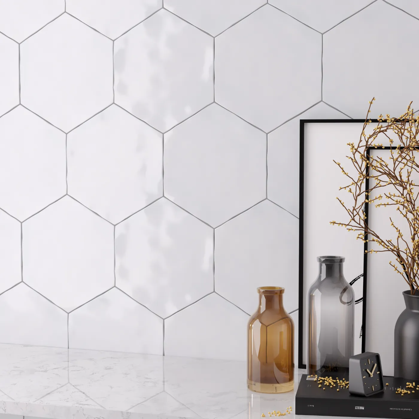 Teramoda Powder Hexagon Ceramic Tile - Gloss